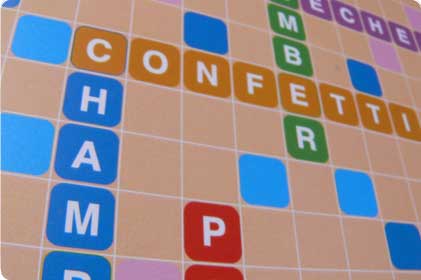 Closeup of word game